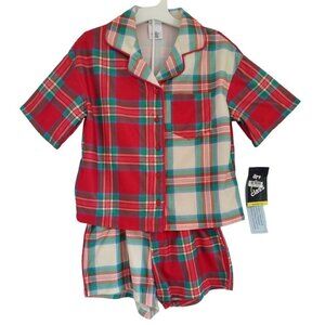 Art Class unisex Plaid Pyjama Set, Flame Resistant, Red & Green Size M (8), NWT